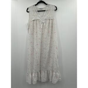 Willow Creek Vintage Cottagecore Nightgown Dress USA Floral Lace Sleeveless M?